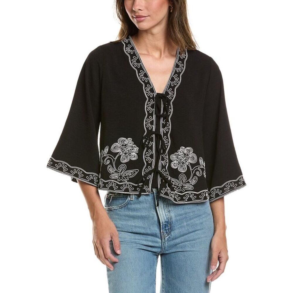 Adrianna Papell Womens Airflow Woven Blouse, Black